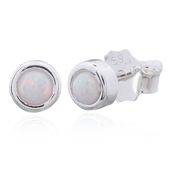 Luna 'Nix' White Opal Stud Earrings | Sterling Silver