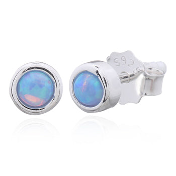 Luna 'Nix' Blue Opal Stud Earrings | Sterling Silver