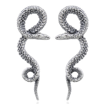 Celesti 'Serpent' Snake Drop Earrings | Silver OX