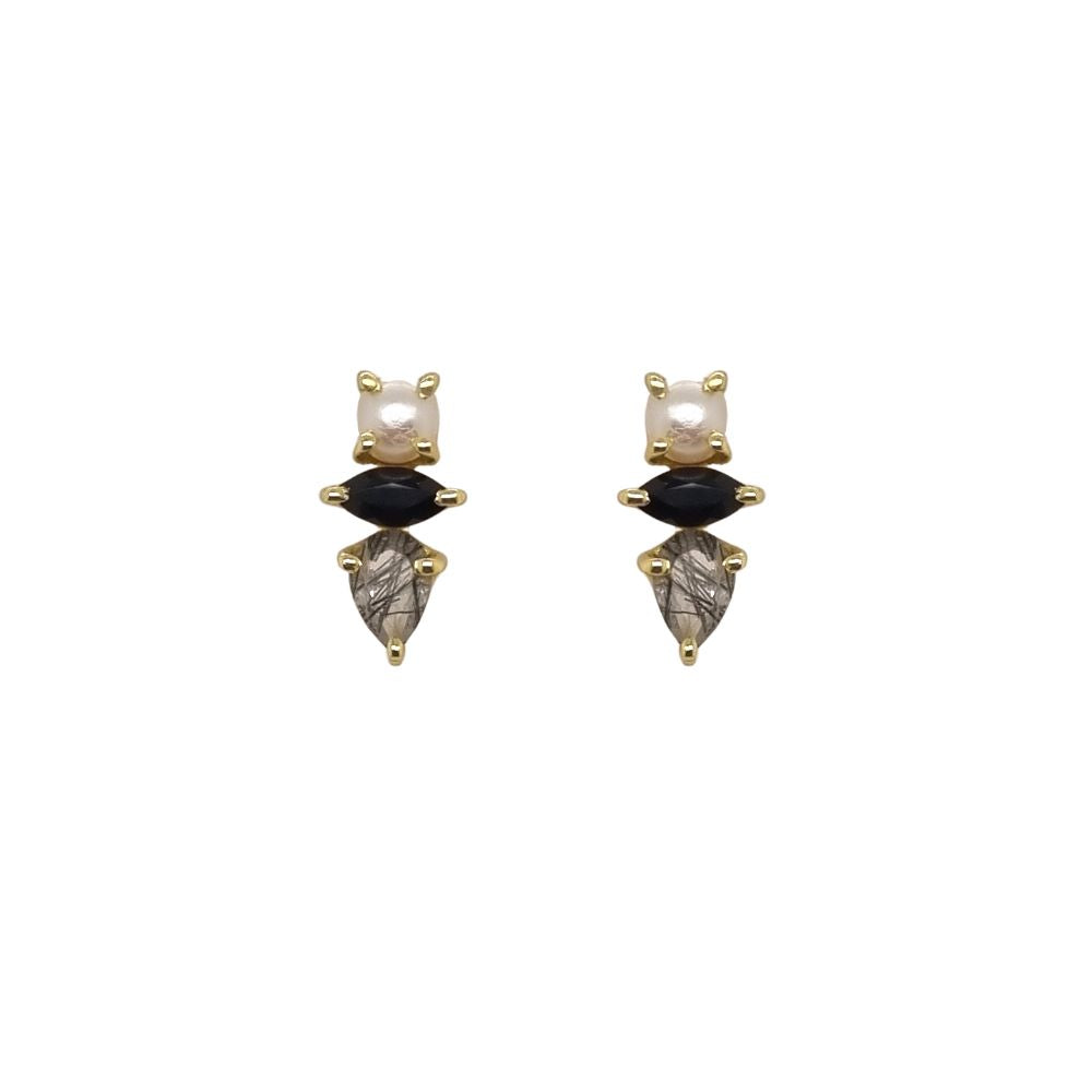 Luna 'Tethys' Multi Stone Gold Earrings