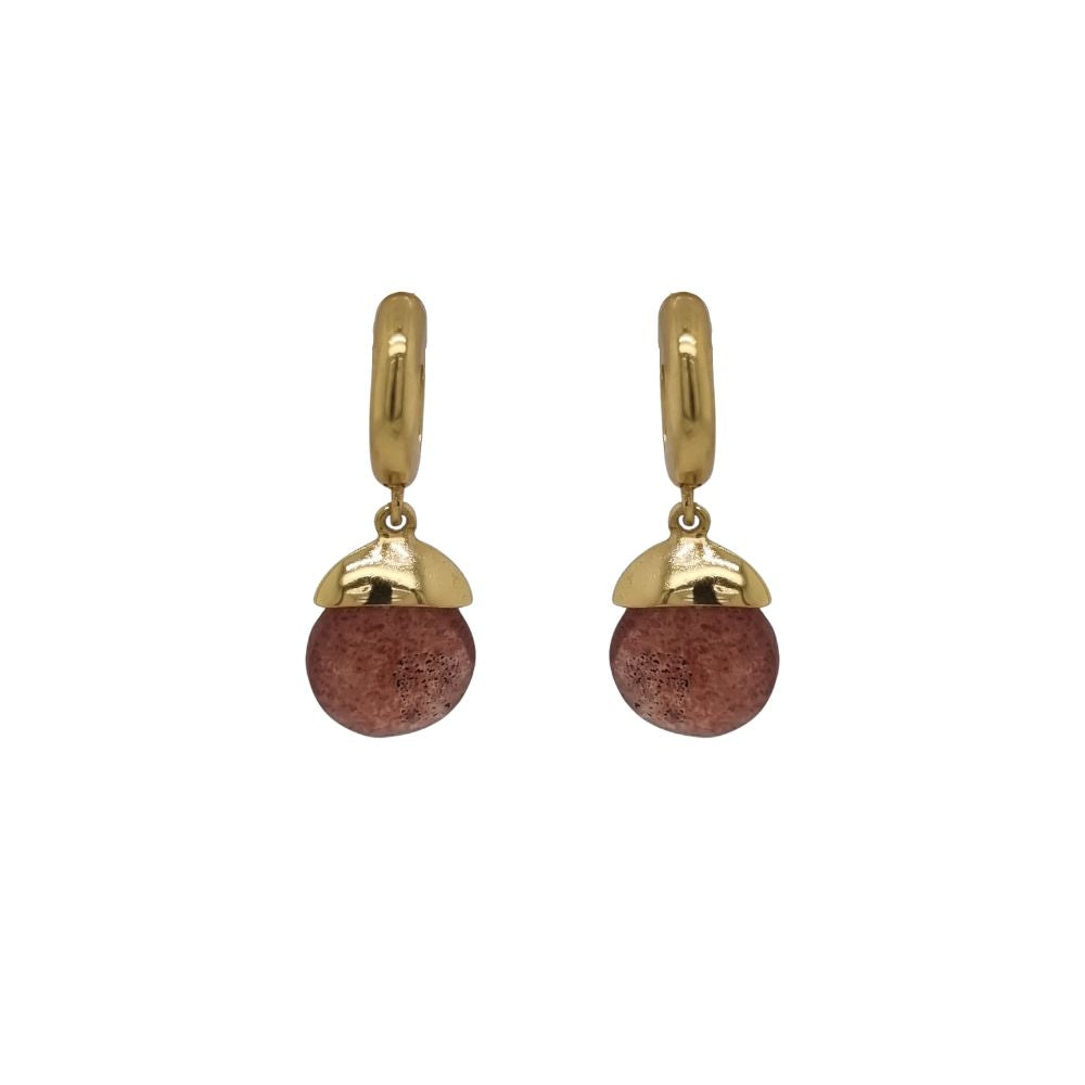 Luna 'Euporie' Strawberry Jade Gold Earrings