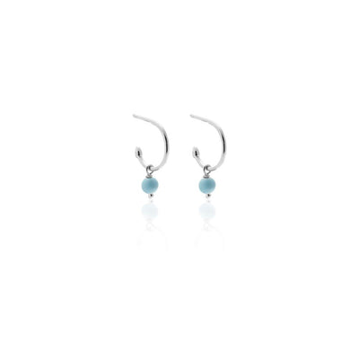 Silk & Steel Mini Turquoise Hoop Earrings | Silver