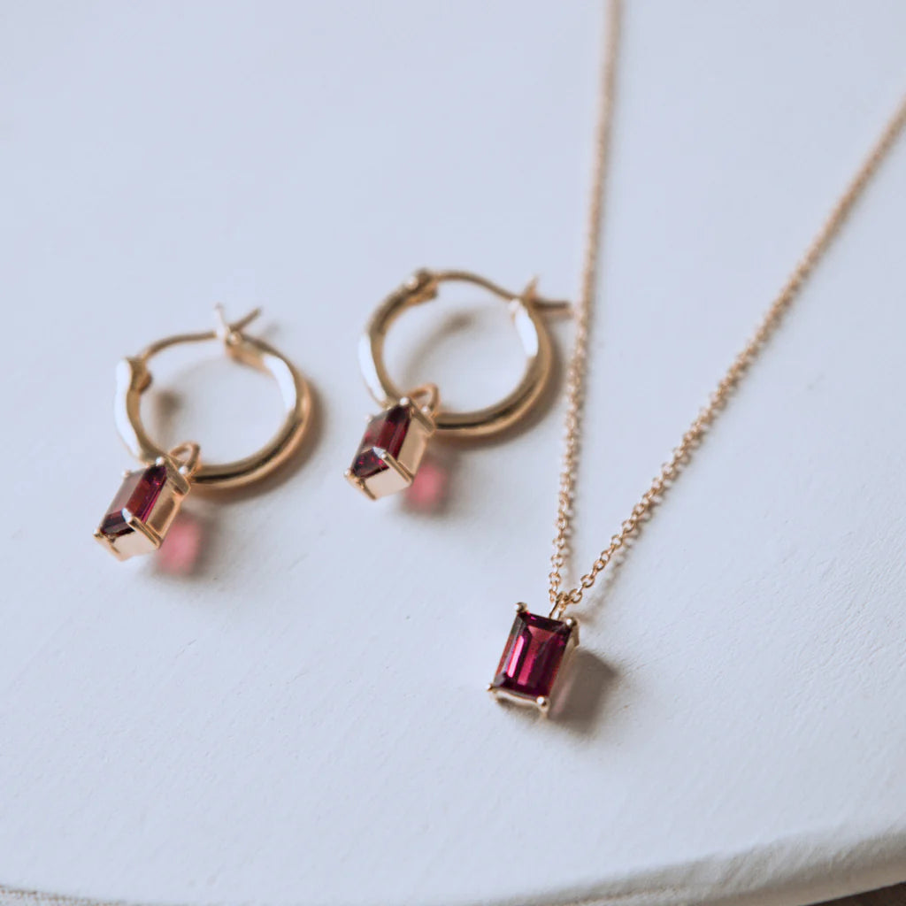 Luna 'Juliet' Rhodolite Garnet Gold Plated Earrings