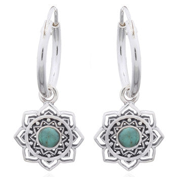 Luna 'Larissa' Turquoise Hoop Earrings | Silver