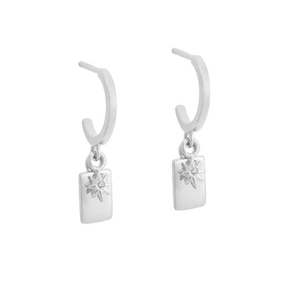 Kirstin Ash Guiding Star Hoop Earrings | Silver CZ