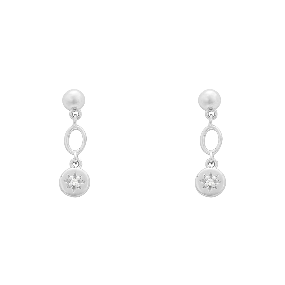 KA Guiding Star Stg Silver CZ Earrings