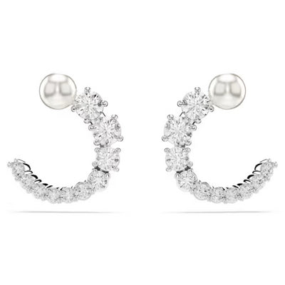 Swarovski Rhodium Plated Matrix Hoop Earrings