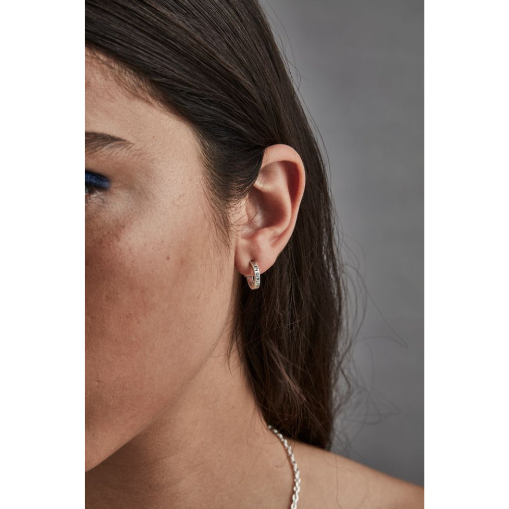 Stolen Girlfriends Club Clean Logo Hoop Earrings | Silver