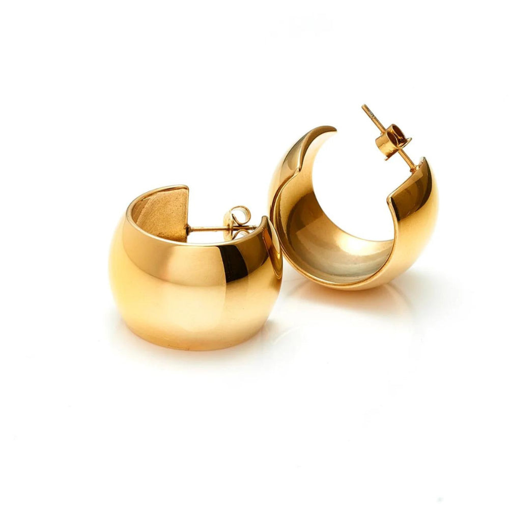 Silk & Steel Sunkissed Wide Dome Hoop Earrings | Steel | Gold