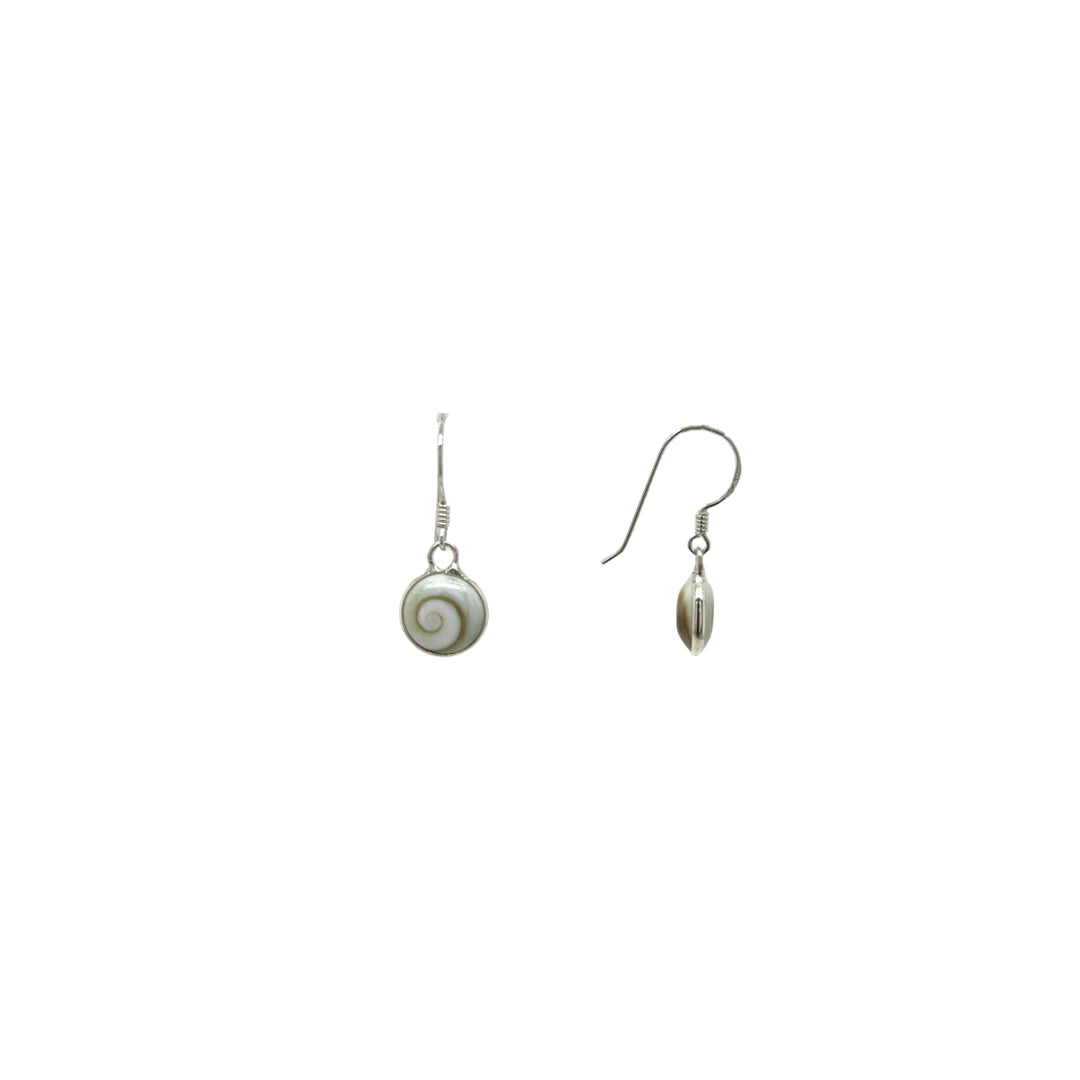 Luna Round Hook Earrings | Silver | Catseye Shell