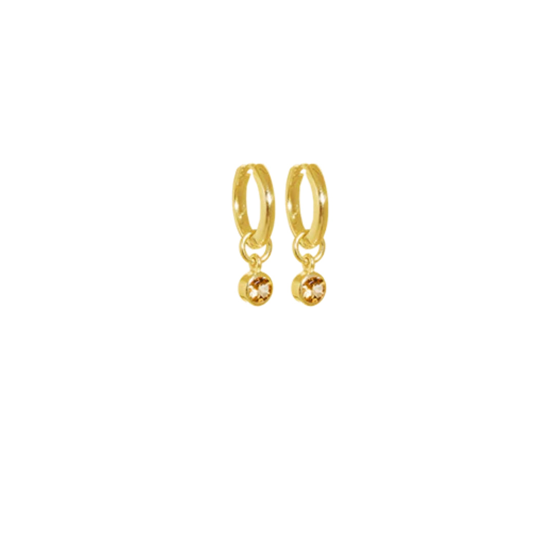 Evolve | November | Huggies | Gold | Citrine Earrings