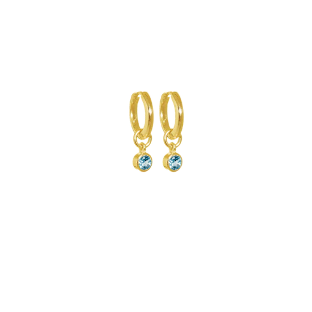 Evolve | December | Gold | Huggies | Blue Topaz | Earrings