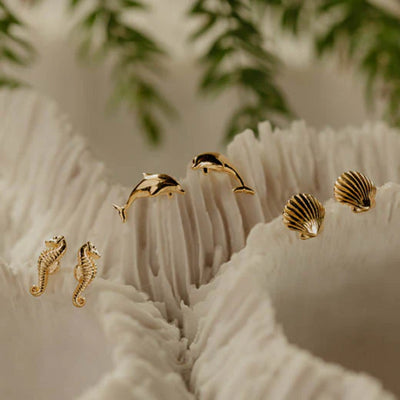 Evolve | Mini Seahorse | Gold Plated | Studs