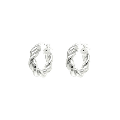 Silver Heavy Small Twisted Hoops