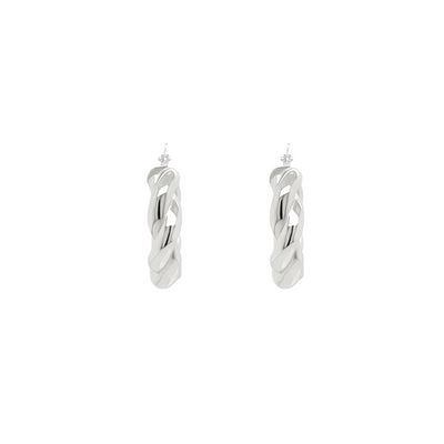 Silver Heavy Small Twisted Hoops