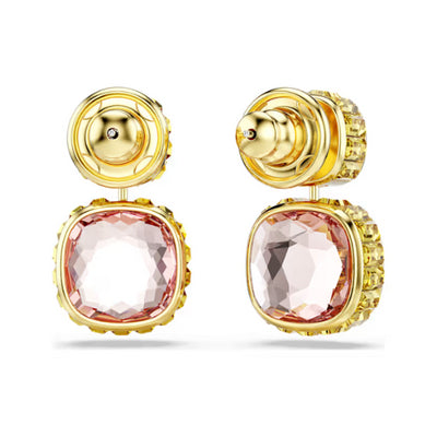 Swarovski | Chroma | Cushion Cut | Multi Colored | Gold | Drop | Earrings