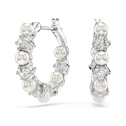 Swarovski | Matrix | Crystal Pearl | Silver | Hoop Earrings