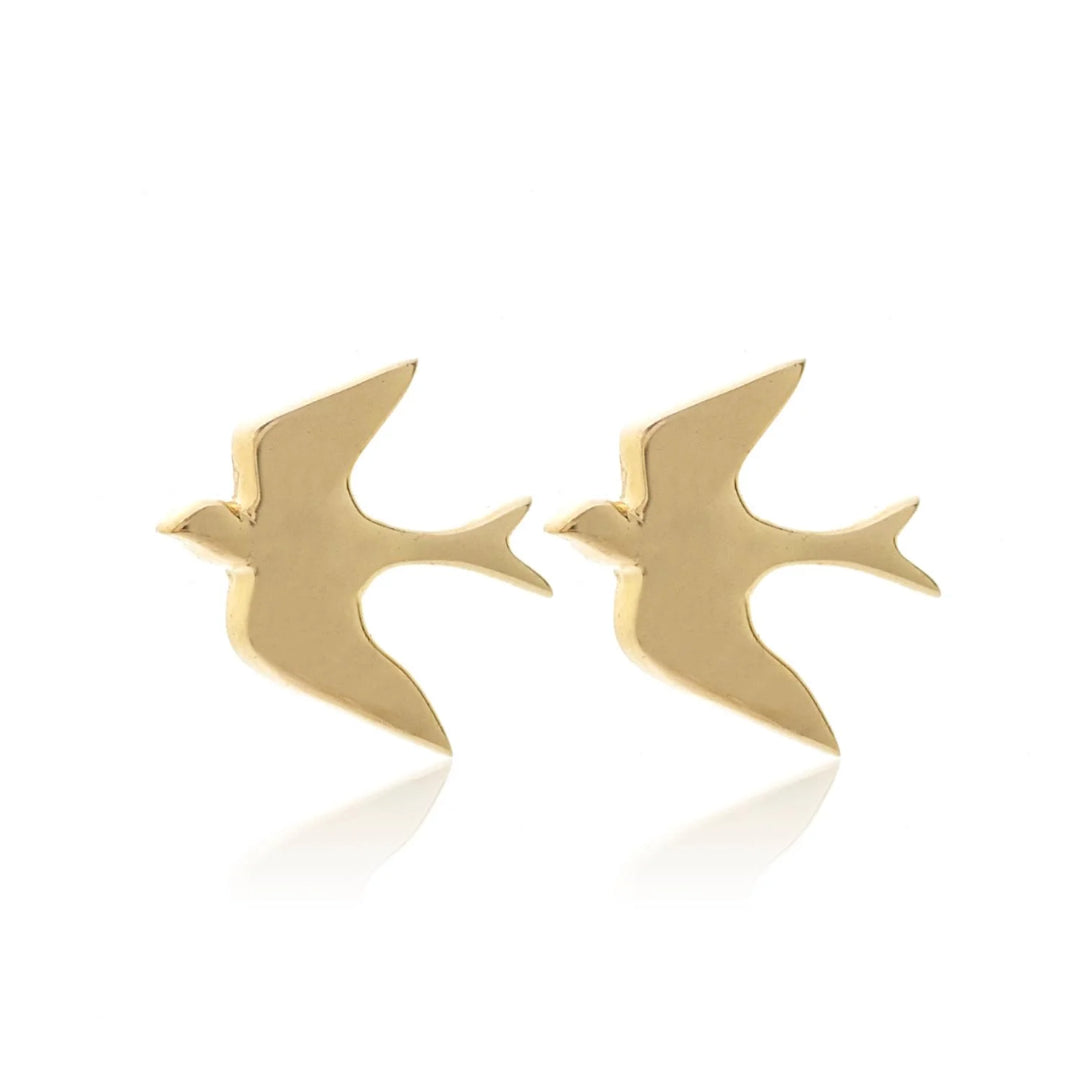 Silk+Steel | Superfine | Swallow | Gold Plated | Studs