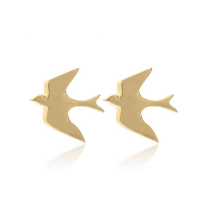 Silk+Steel | Superfine | Swallow | Gold Plated | Studs