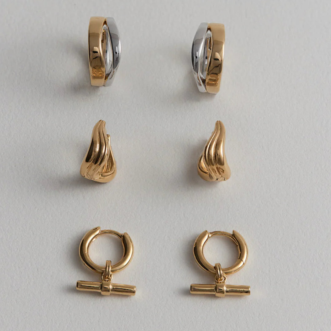 Kirstin Ash | Rhythm T-Bar Hoops | YG Plated