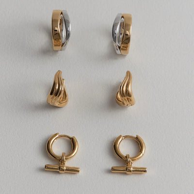 Kirstin Ash | Rhythm T-Bar Hoops | YG Plated