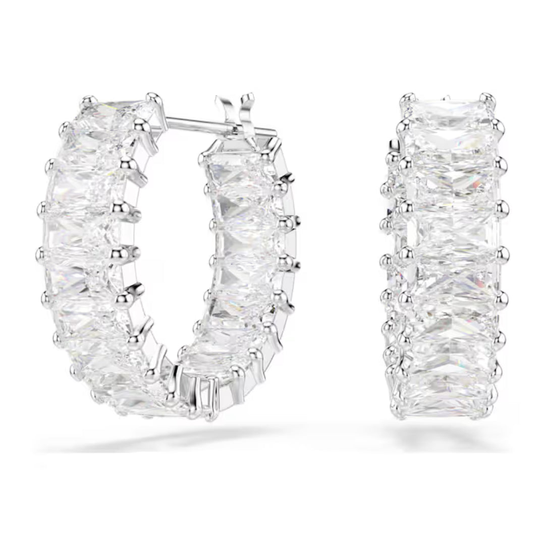 Swarovski Matrix Hoop Earrings Rhodium Plated