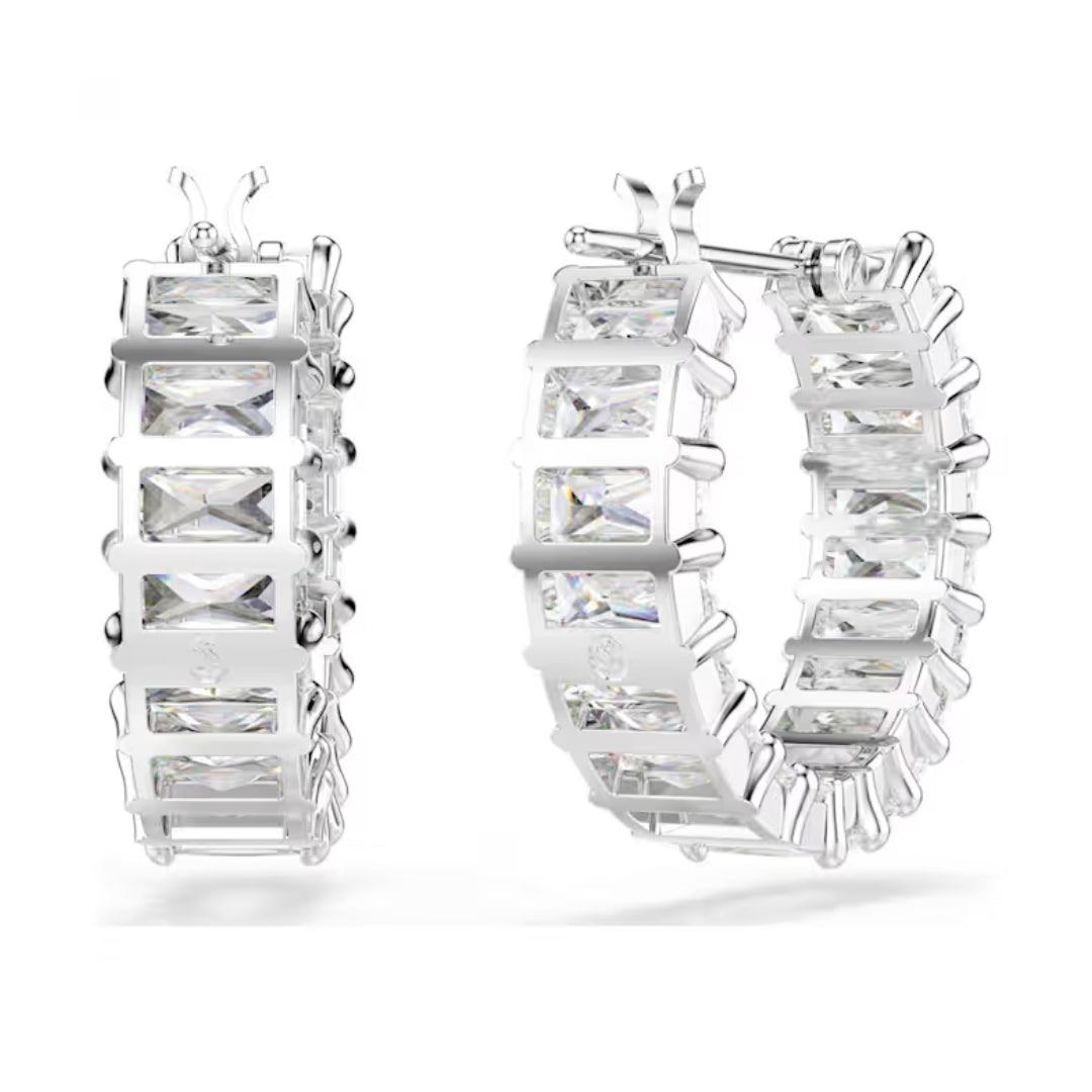 Swarovski Matrix Hoop Earrings Rhodium Plated