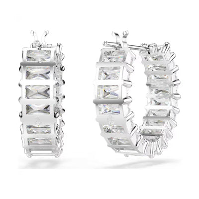 Swarovski Matrix Hoop Earrings Rhodium Plated