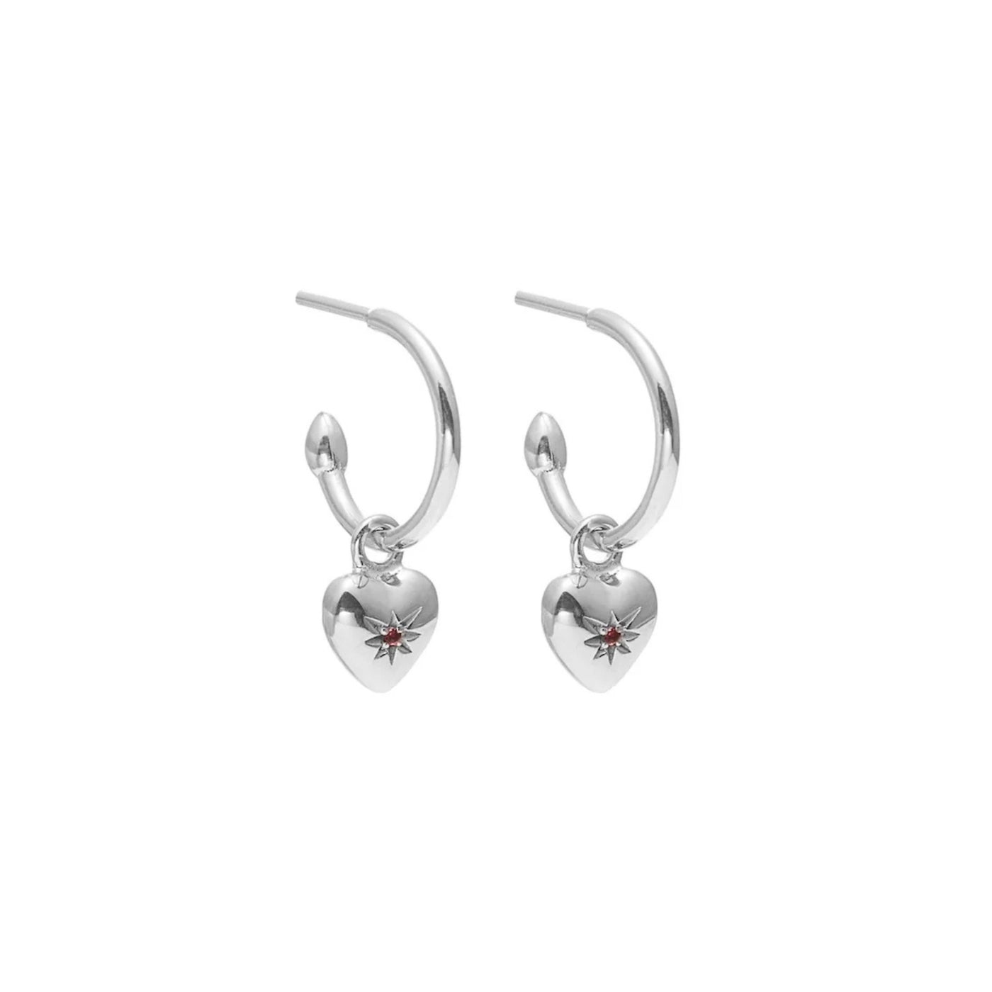 Silk & Steel | Petite Puffed Heart Hoops | Ruby + STG