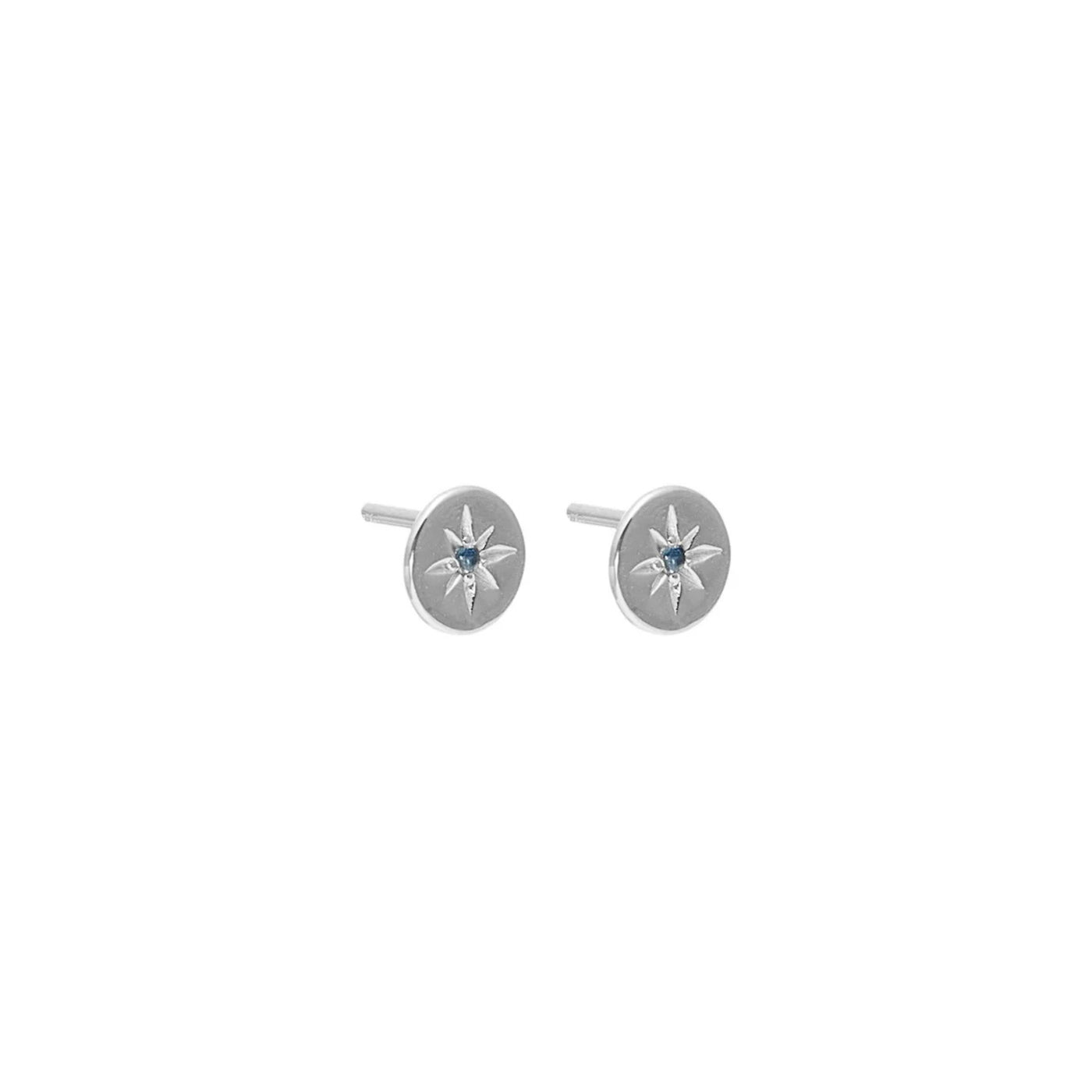 Silk & Steel | Petite North Star Studs | Sapphire + STG