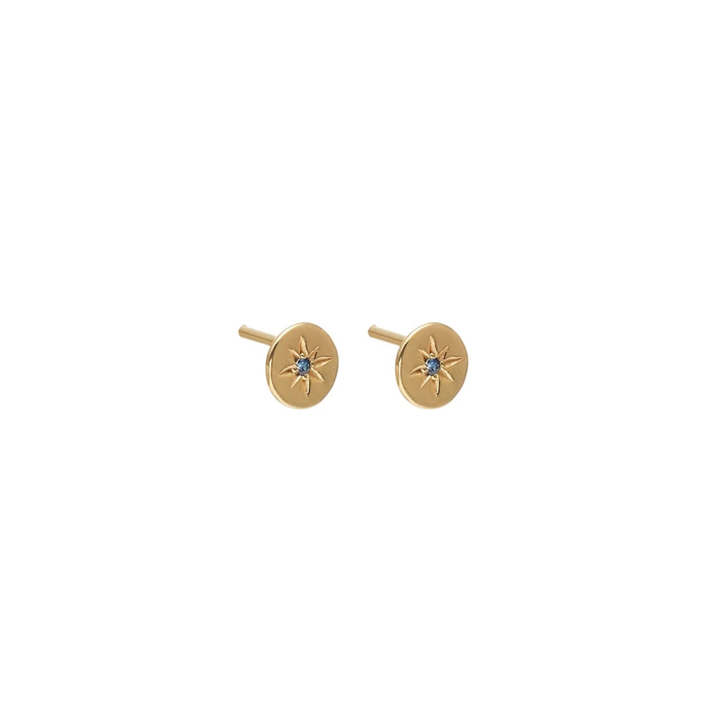 Silk & Steel | Petite North Star Studs | Sapphire + YGP