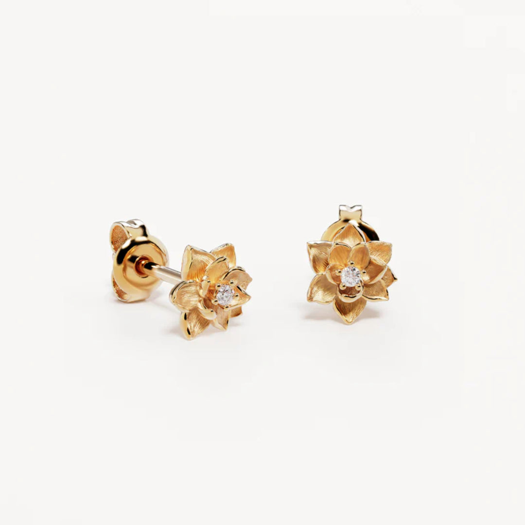 by charlotte | Bloom Within Lotus Stud | Earrings | 18k Gold Vermeil