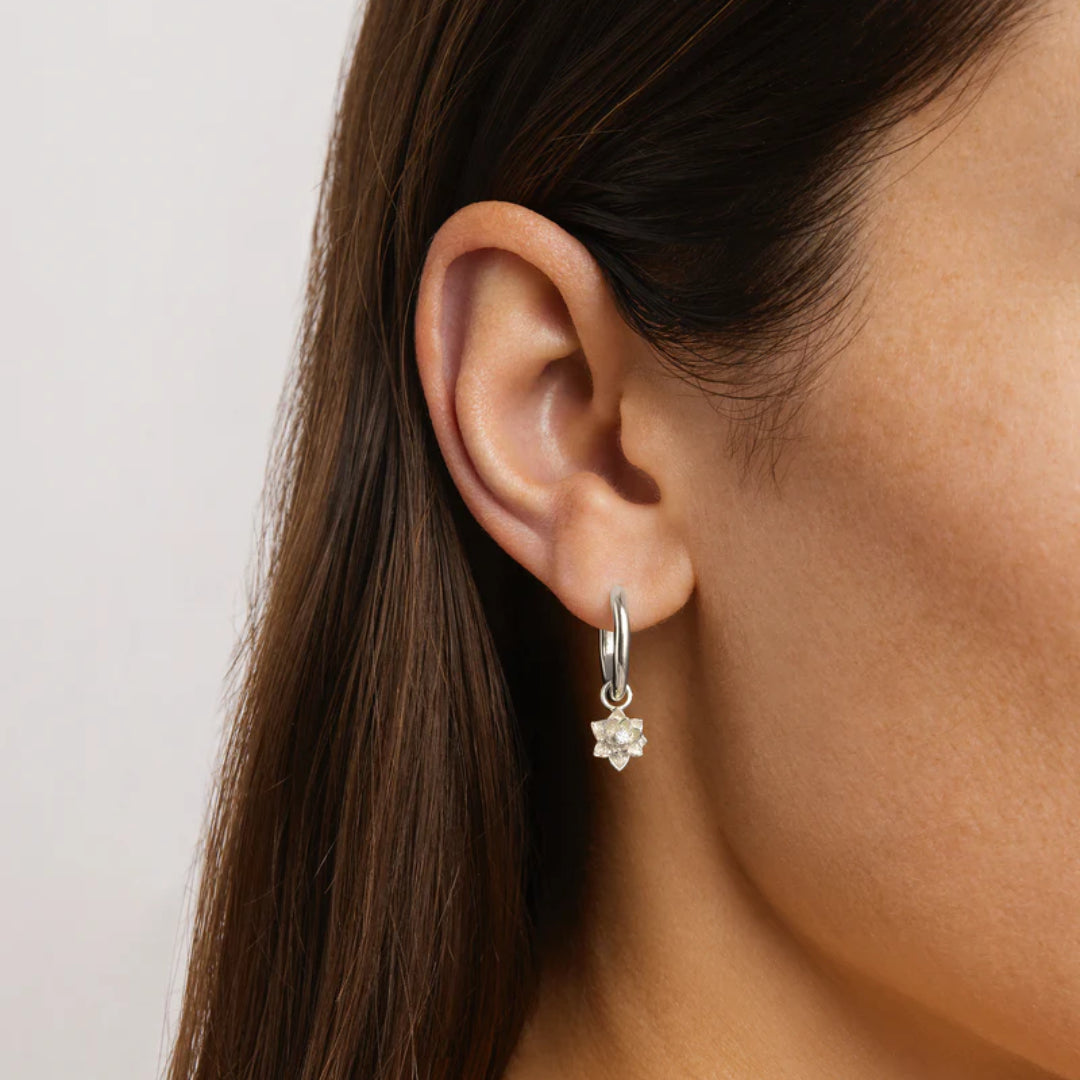 by charlotte | Bloom Within Lotus Hoops | Sterling Silver