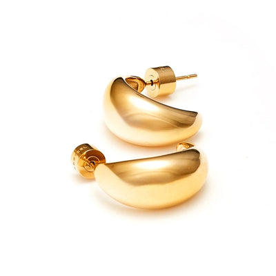 Silk & Steel Dynamic Medium Hoop Earrings Gold