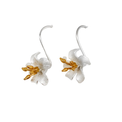"Bloom" Silver Hook Flower Earrings