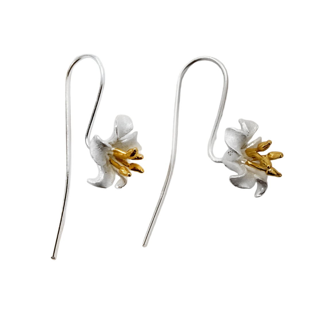 "Bloom" Silver Hook Flower Earrings
