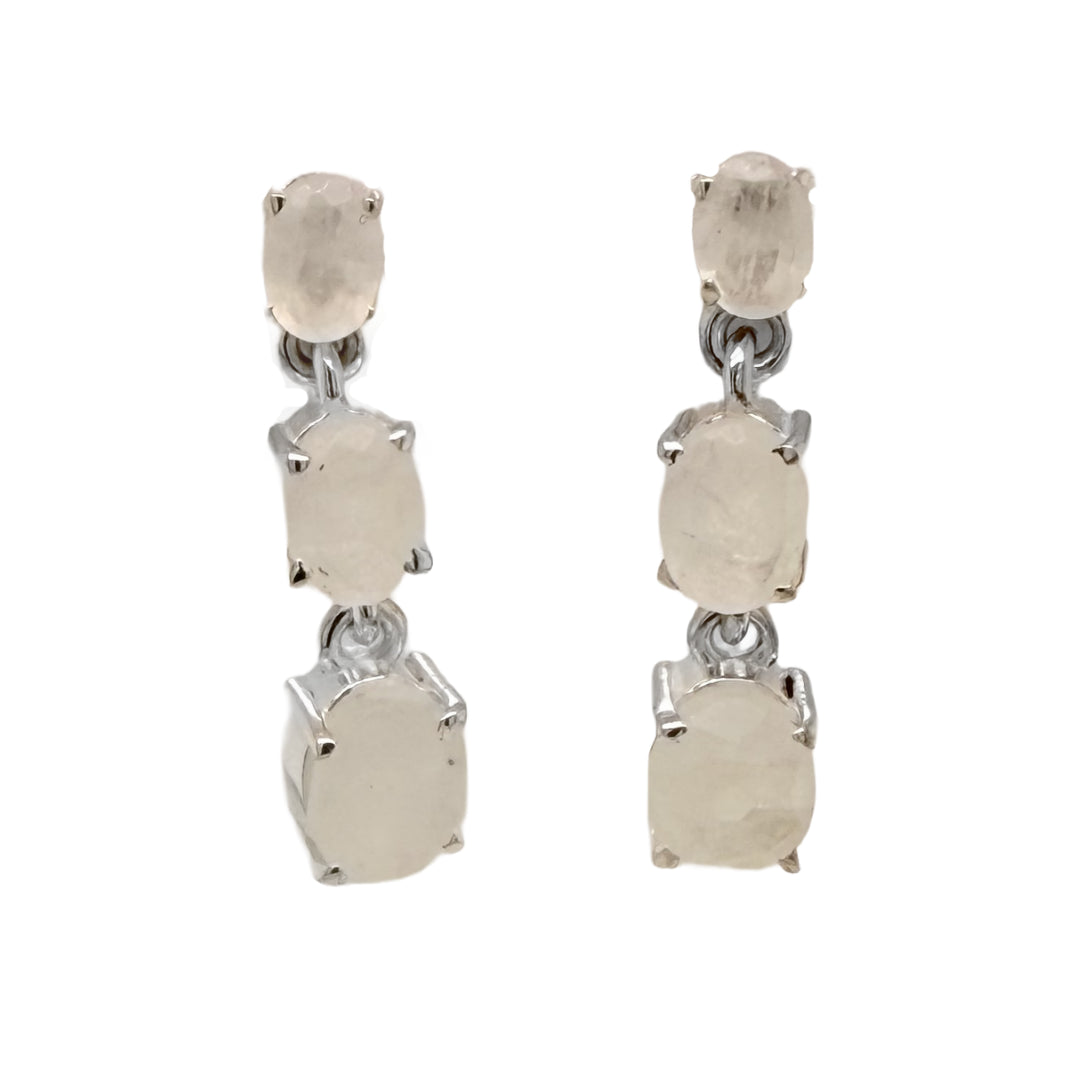 3-Stone Drop Earrings | Moonstone