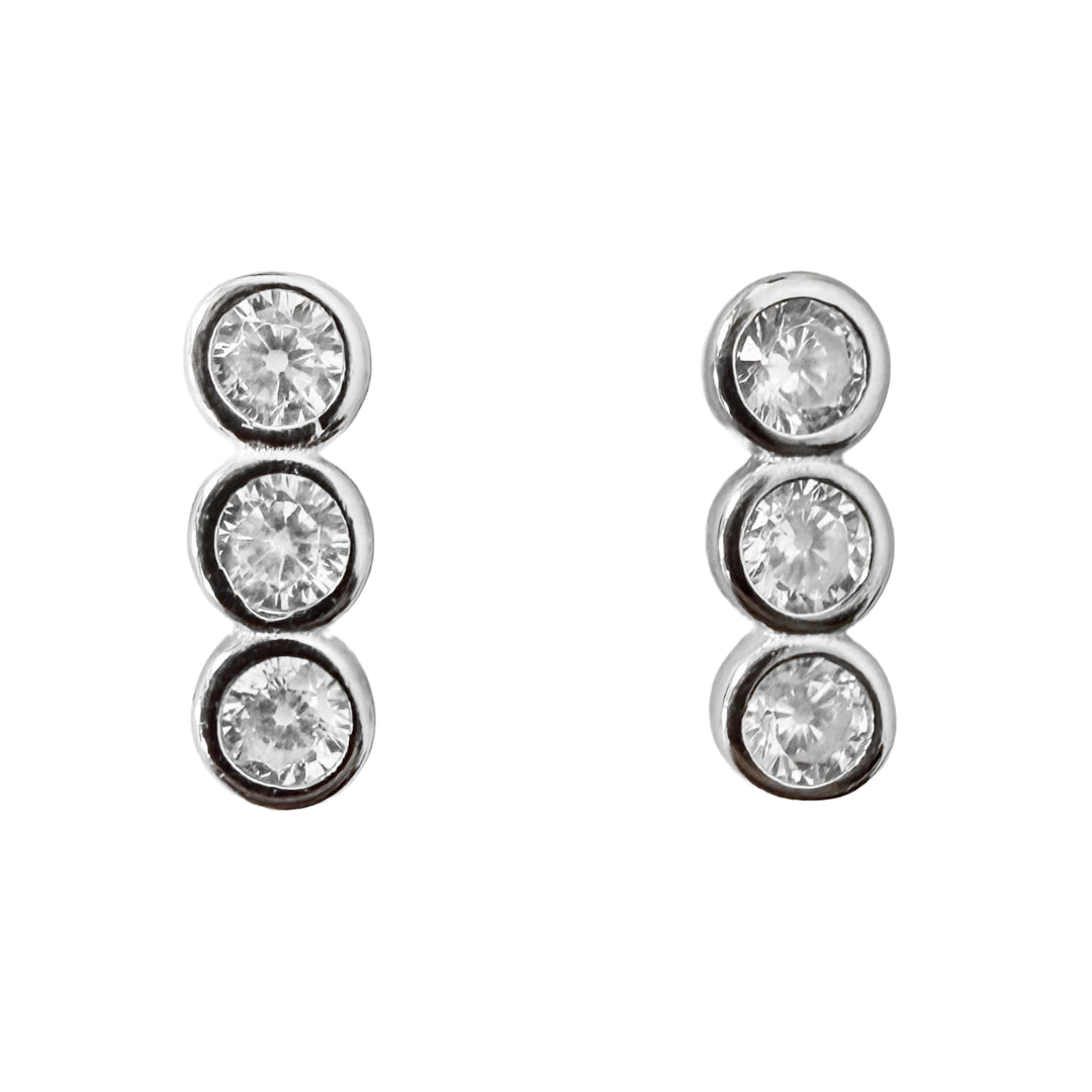 Bezel Circle Cubic Zirconia Studs