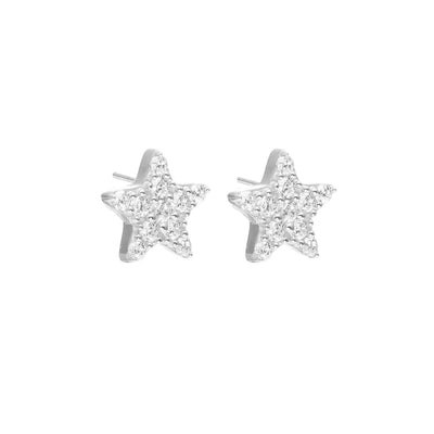 Silk & Steel Etoile Stud Earrings CZ + Silver