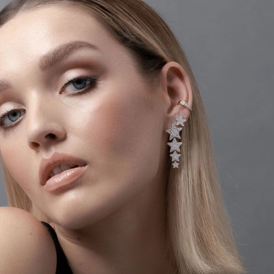 Silk & Steel Etoile Stud Earrings CZ + Silver