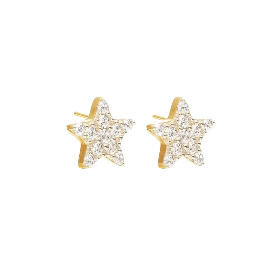 Silk & Steel Etoile Stud Earrings CZ + Gold