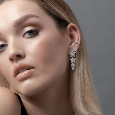 Silk & Steel Etoile Stud Earrings CZ + Gold