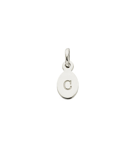 Kirstin Ash Oval Initial Pendant/Charm | Silver | Letter 'C'