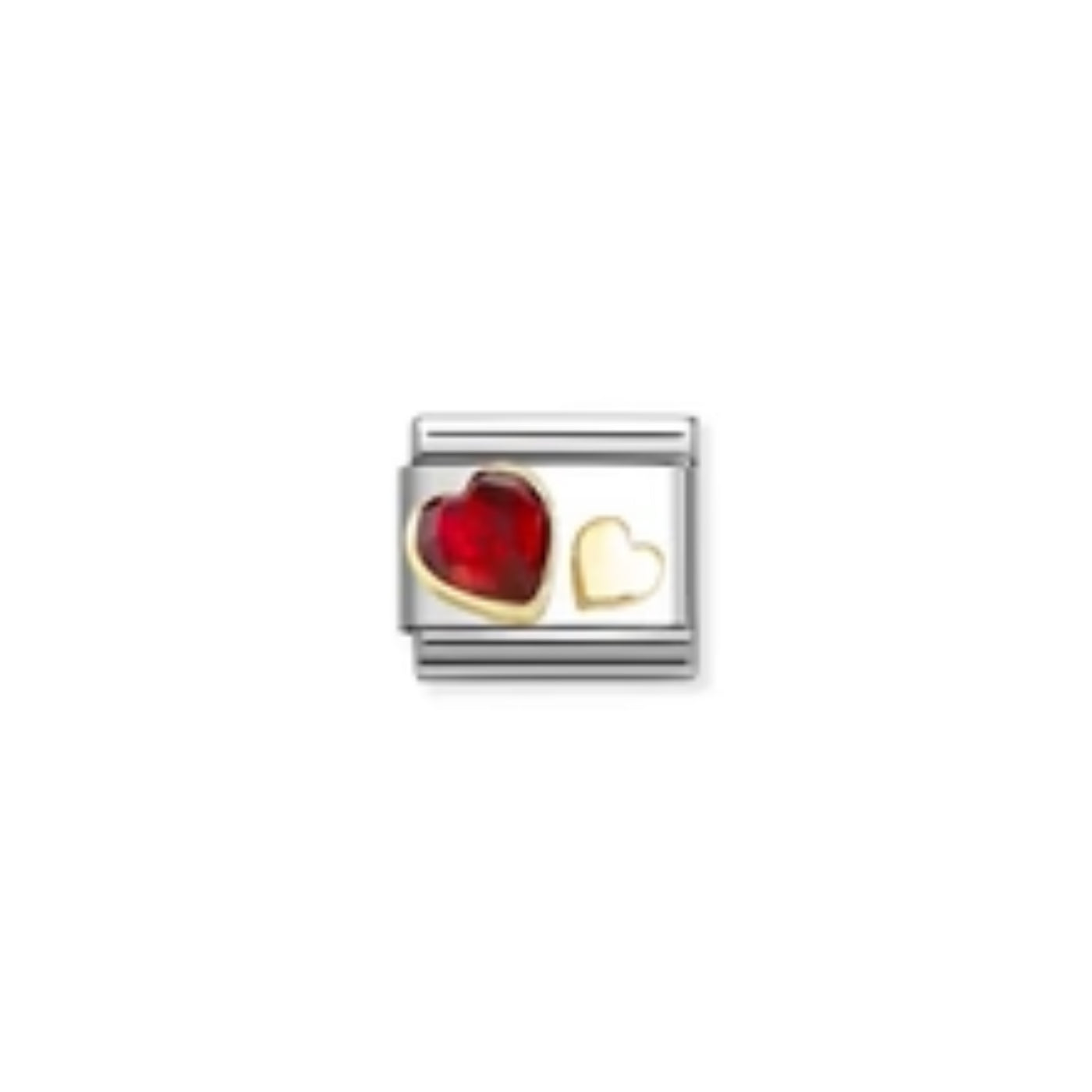 Nomination | Red Cubic Ziconia + Gold Hearts in 18K Gold