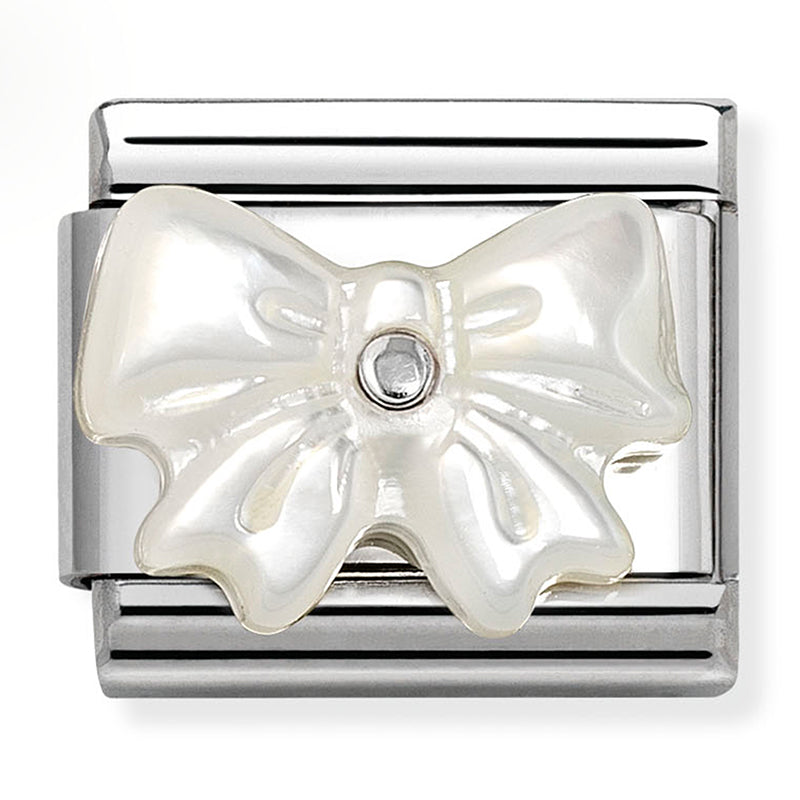 Nomination | White Mother of Pearl Bow in Silver