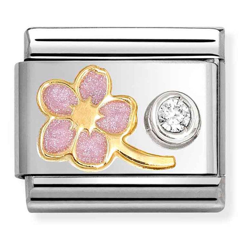 Nomination Pink Forget Me Not 18K Gold Composable Link