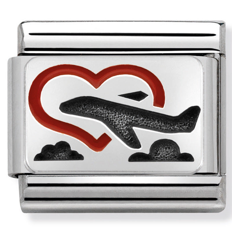 Nomination Heart With Plane 925 Silver Composable Link