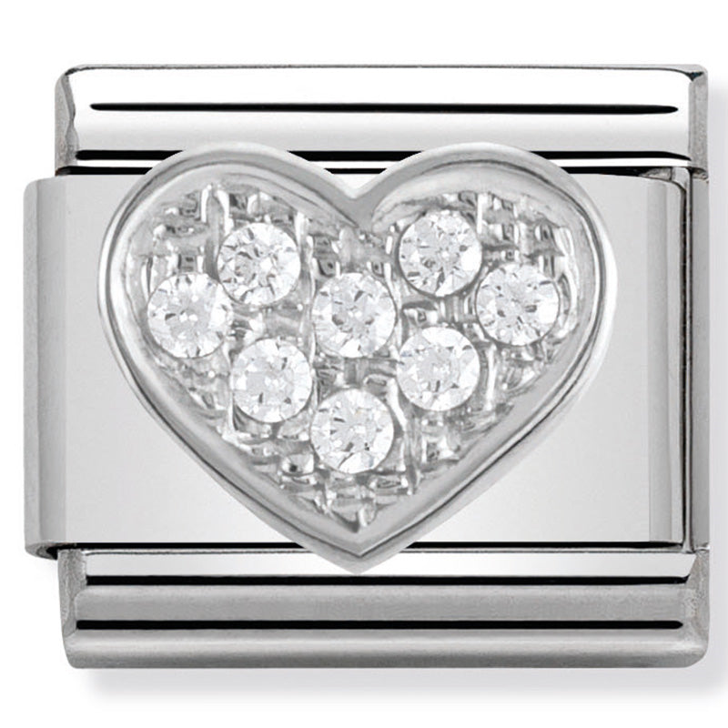 Nomination Heart With CZ 925 Silver Composable Link