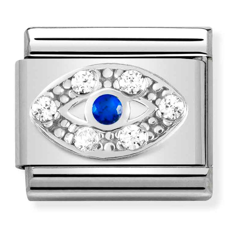 Nomination Eye White/Blue CZ 925 Silver Composable Link
