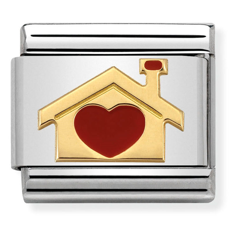 Nomination House With Heart 18K Gold Composable Link